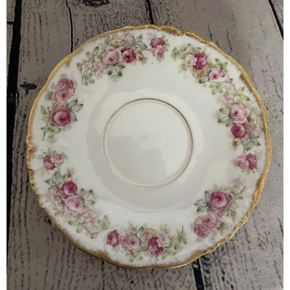 Rare Haviland Limoges France Elite Rose Gold Trim Saucer
